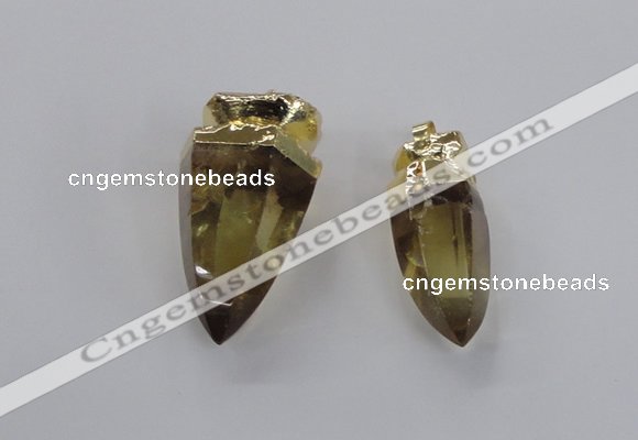 NGP2630 15*35mm - 18*40mm cone lemon quartz gemstone pendants