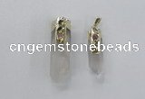 NGP2632 12*35mm - 15*40mm sticks white crystal & amethyst pendants