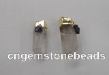 NGP2634 15*30mm - 18*40mm sticks white crystal & amethyst pendants