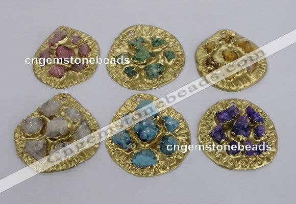 NGP2643 30*35mm - 40*55mm freeform druzy agate pendants wholesale