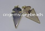 NGP2645 25*48mm - 28*54mm arrowhead agate pendants wholesale