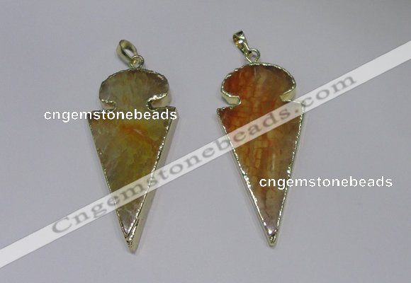 NGP2646 25*48mm - 28*54mm arrowhead agate pendants wholesale