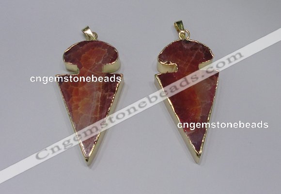 NGP2648 25*48mm - 28*54mm arrowhead agate pendants wholesale