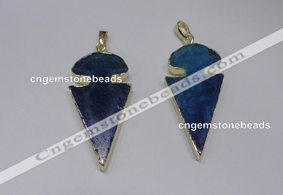 NGP2649 25*48mm - 28*54mm arrowhead agate pendants wholesale