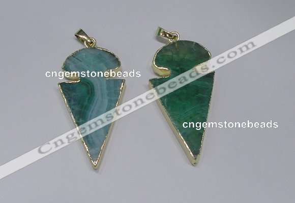 NGP2650 25*48mm - 28*54mm arrowhead agate pendants wholesale