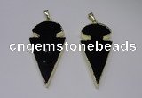 NGP2651 25*48mm - 28*54mm arrowhead agate pendants wholesale