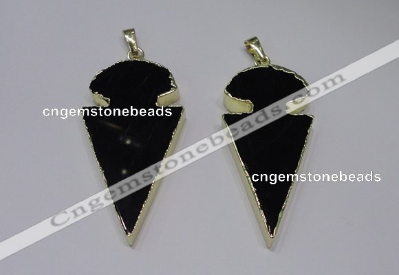 NGP2651 25*48mm - 28*54mm arrowhead agate pendants wholesale