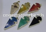 NGP2652 25*48mm - 28*54mm arrowhead agate pendants wholesale