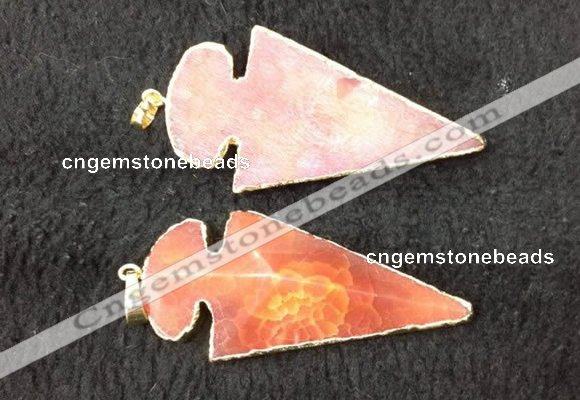 NGP2657 24*53mm - 26*55mm arrowhead agate pendants wholesale