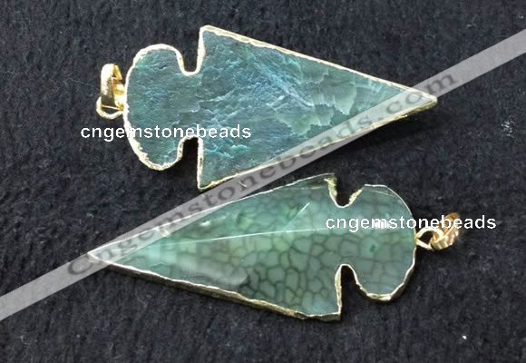 NGP2659 24*53mm - 26*55mm arrowhead agate pendants wholesale