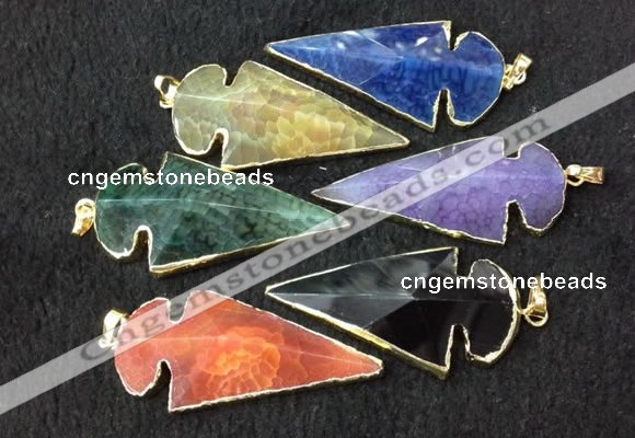 NGP2662 24*53mm - 26*55mm arrowhead agate pendants wholesale