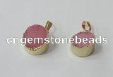 NGP2668 14mm - 15mm coin druzy quartz gemstone pendants
