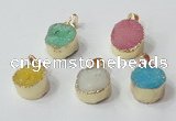 NGP2671 14mm - 15mm coin druzy quartz gemstone pendants