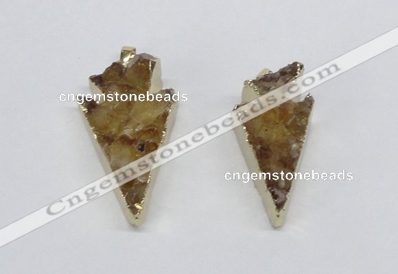 NGP2683 18*35mm - 25*45mm arrowhead druzy citrine pendants