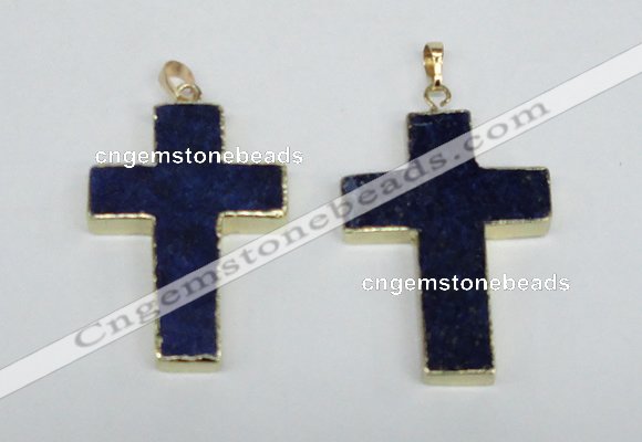 NGP2692 30*45mm - 32*48mm cross lapis lazuli gemstone pendants