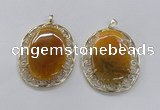 NGP2755 50*60mm oval agate gemstone pendants wholesale