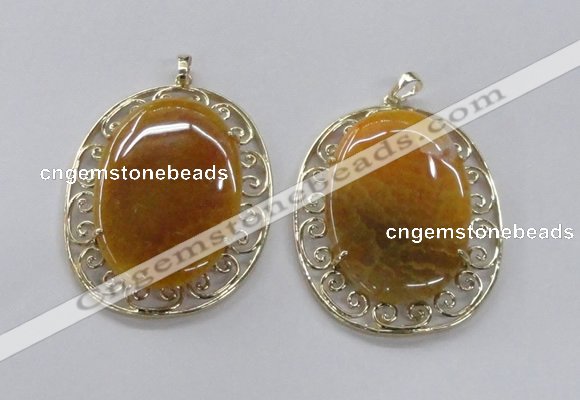 NGP2755 50*60mm oval agate gemstone pendants wholesale