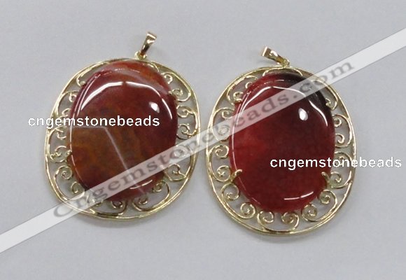 NGP2757 50*60mm oval agate gemstone pendants wholesale