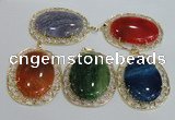 NGP2760 50*60mm oval agate gemstone pendants wholesale