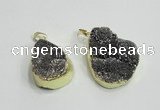 NGP2770 25*30mm - 30*40mm freeform plated druzy agate pendants