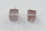 NGP2781 10*12mm - 12*14mm cube rose quartz gemstone pendants