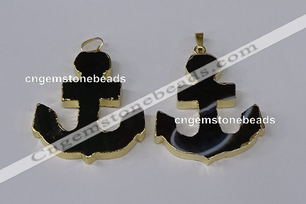 NGP2783 40*50mm anchor agate gemstone pendants wholesale