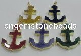 NGP2789 40*50mm anchor agate gemstone pendants wholesale