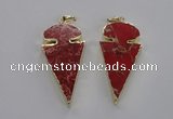 NGP2820 25*50mm - 27*55mm arrowhead sea sediment jasper pendants