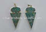 NGP2822 25*50mm - 27*55mm arrowhead sea sediment jasper pendants