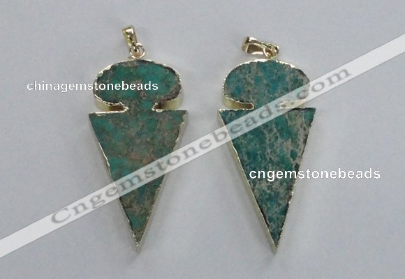 NGP2822 25*50mm - 27*55mm arrowhead sea sediment jasper pendants