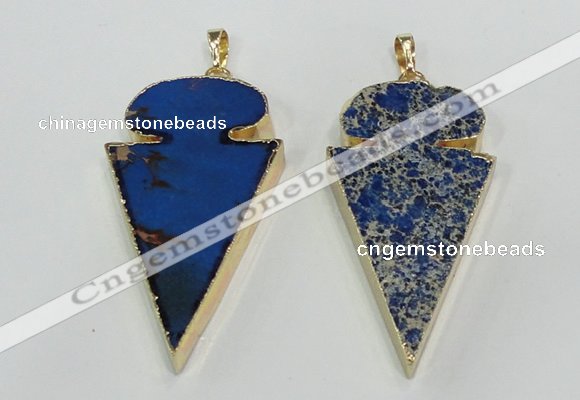 NGP2823 25*50mm - 27*55mm arrowhead sea sediment jasper pendants