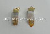 NGP2839 8*25mm - 12*40mm sticks druzy citrine gemstone pendants