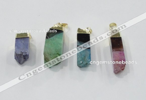 NGP2849 8*20mm - 12*40mm sticks druzy agate gemstone pendants
