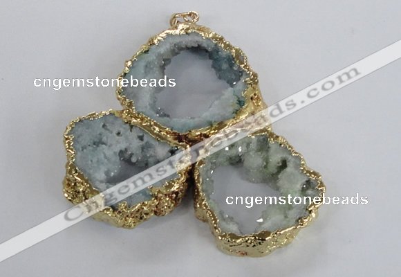 NGP2868 25*30mm - 40*45mm freeform druzy agate pendants