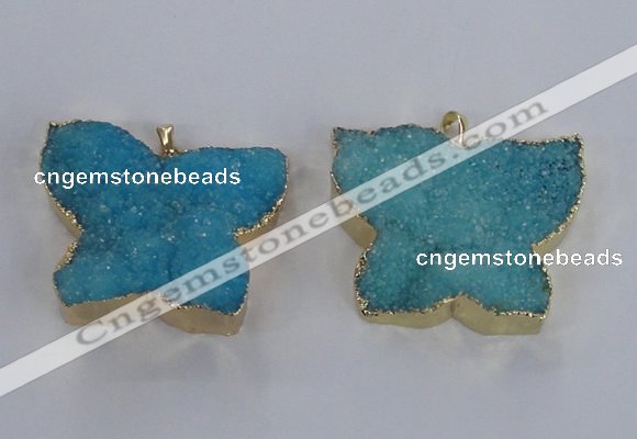 NGP2874 40*50mm - 45*55mm butterfly druzy agate pendants wholesale