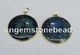 NGP2930 40*42mm flat round chrysocolla gemstone pendants