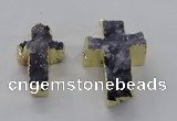 NGP2933 25*40mm – 30*50mm cross druzy agate gemstone pendants wholesale