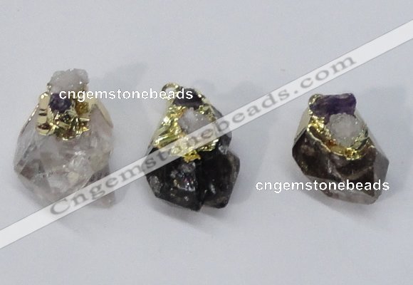 NGP2958 18*25mm - 20*35mm freeform mixed quartz pendants