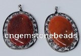 NGP2971 50*60mm oval agate gemstone pendants wholesale