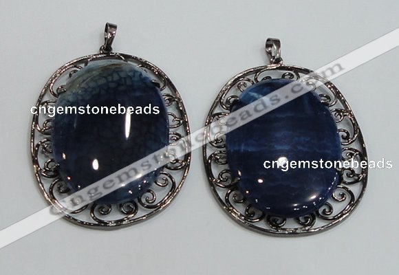 NGP2972 50*60mm oval agate gemstone pendants wholesale