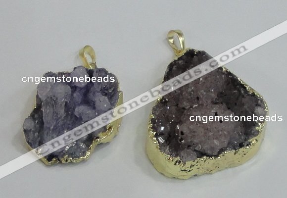 NGP2976 25*30mm – 25*35mm freeform druzy agate pendants