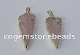 NGP3027 15*35mm – 20*50mm arrowhead rose quartz gemstone pendants