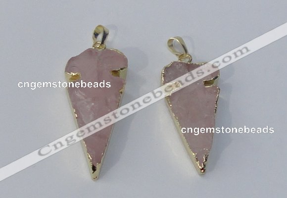 NGP3027 15*35mm – 20*50mm arrowhead rose quartz gemstone pendants