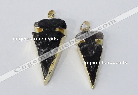 NGP3030 15*35mm – 20*50mm arrowhead smoky quartz gemstone pendants