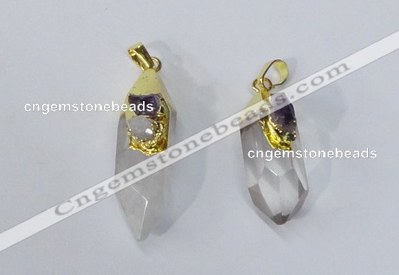 NGP3033 10*30mm – 12*40mm sticks white crystal pendants