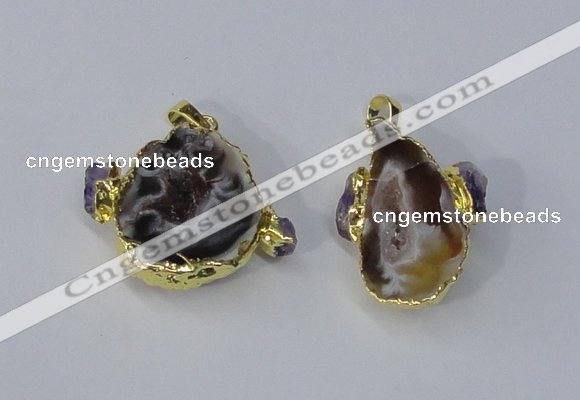 NGP3036 20*30mm – 25*35mm freeform druzy agate pendants