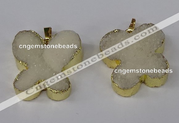 NGP3040 25*30mm - 30*35mm butterfly druzy agate pendants wholesale