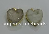 NGP3047 30*30mm heart druzy agate gemstone pendants