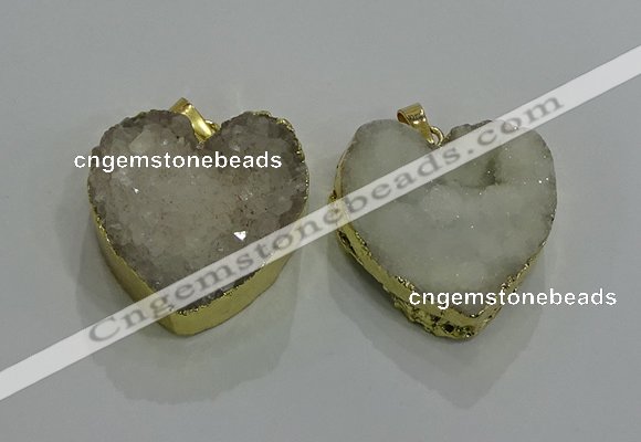 NGP3047 30*30mm heart druzy agate gemstone pendants