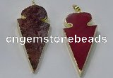 NGP3052 25*50mm - 28*55mm arrowhead agate pendants wholesale